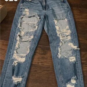 Women's Distressed Blue Jeans